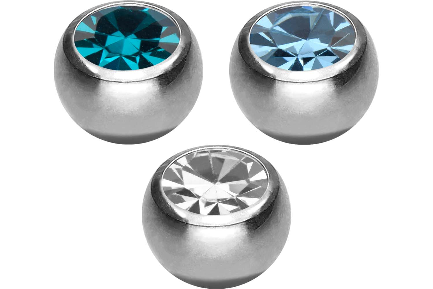 SET Titan Schraubkugel KRISTALL von Piercingline